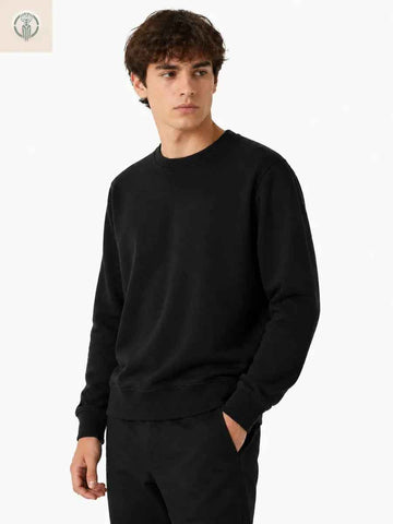Polera Hombre Algodón Negro con Cuello Redondo de Franela