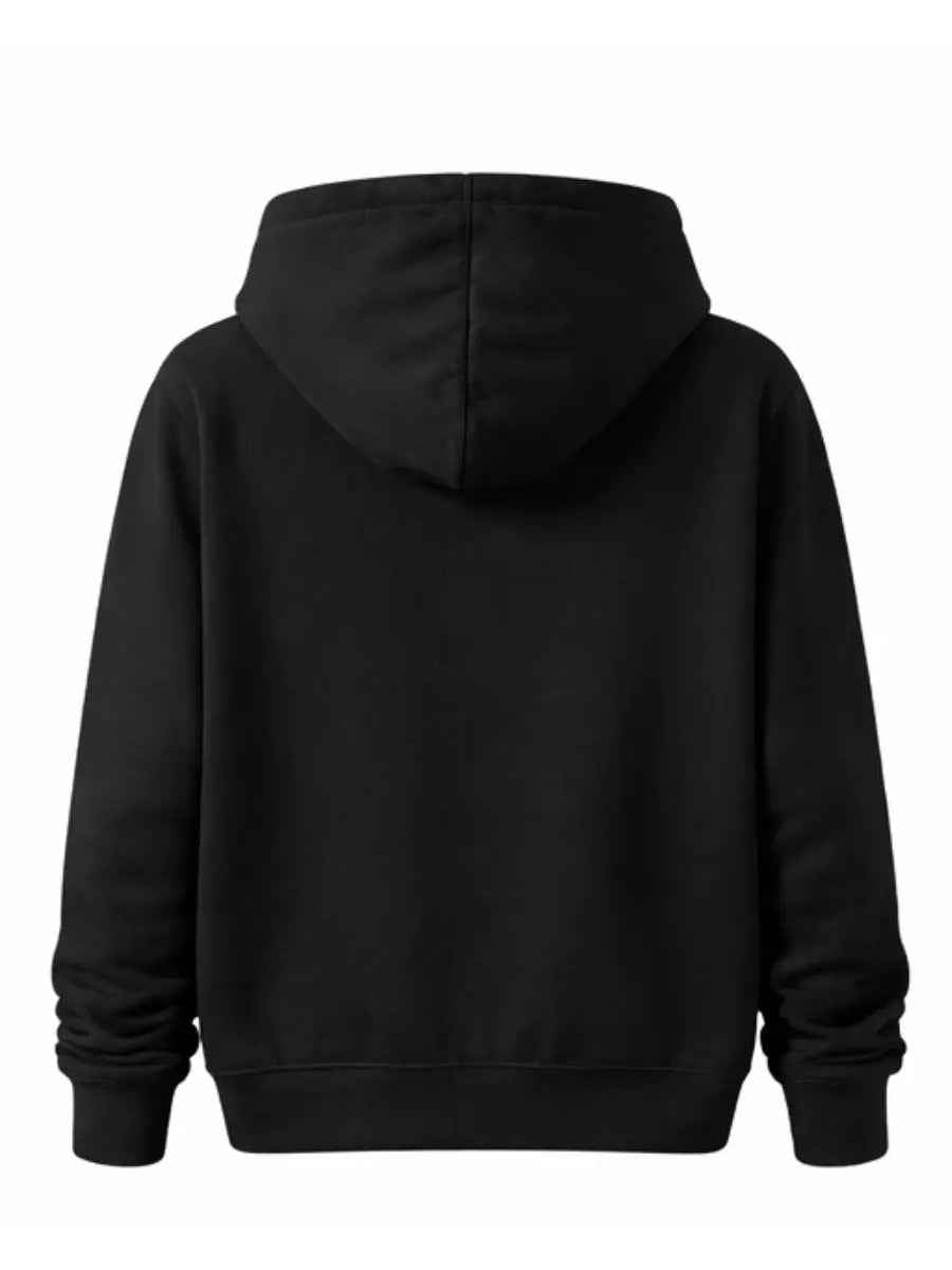 Polera Hoodie Hombre Negra Franela Premium Básico Urbano