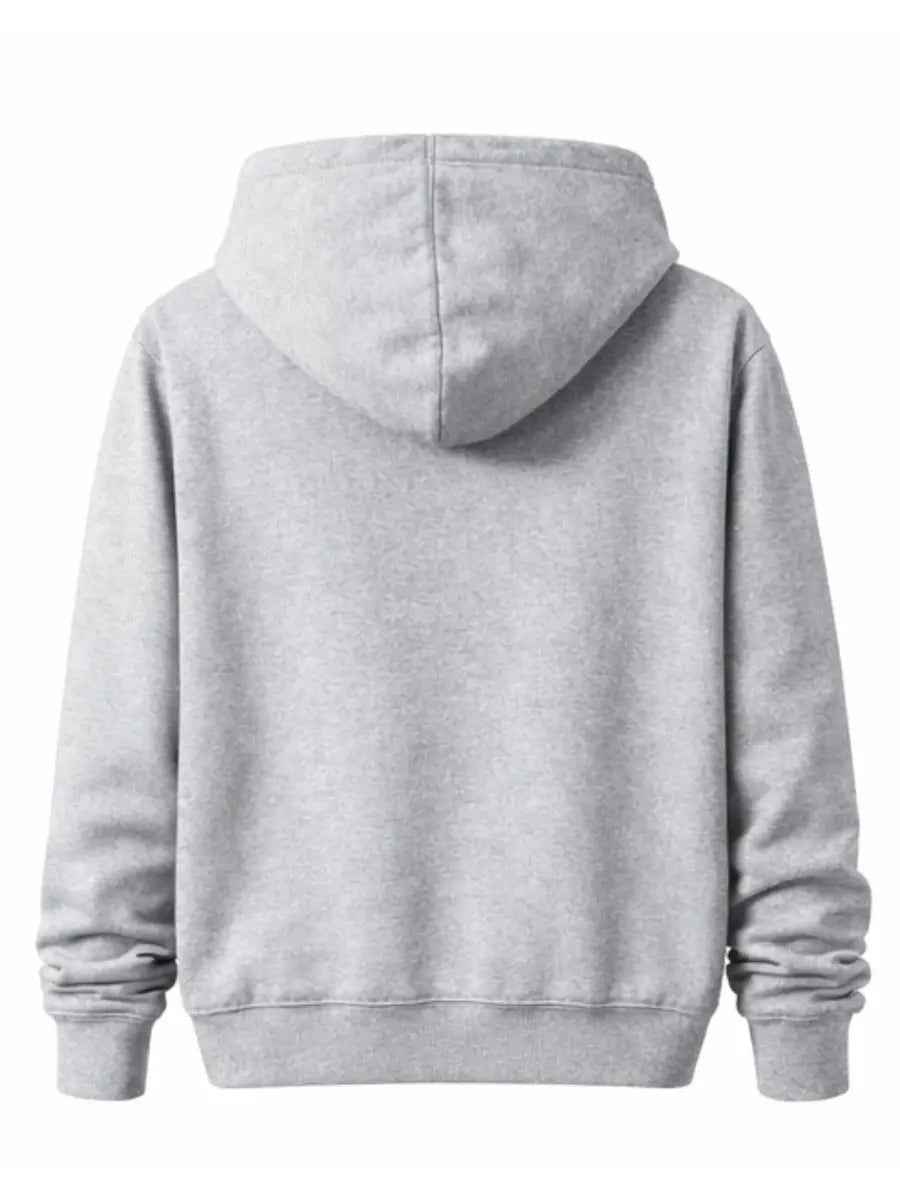 Polera Hoodie Hombre Gris Melange Franela Premium Casual Urbano