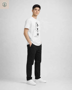 Polo Juvenil Blanco Diseño Japonés Cuello Redondo
