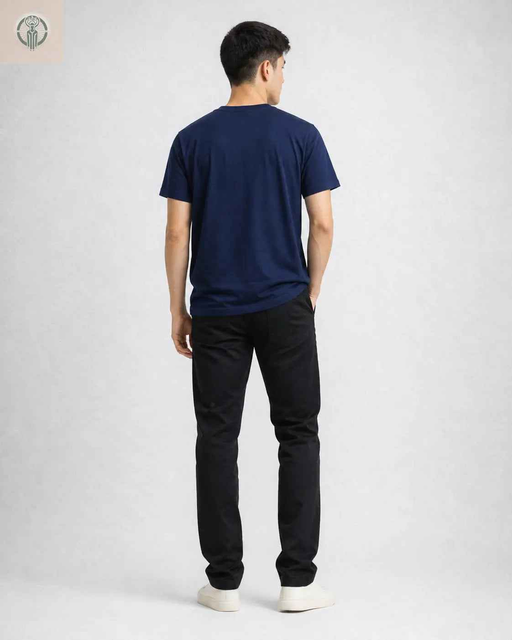 Polo Juvenil Azul Navy Estampado Japonés Algodón Jersey