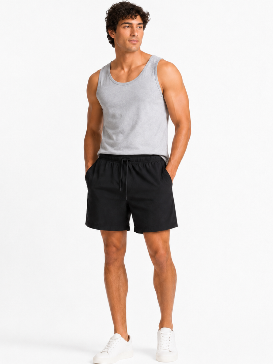 Short Deportivo Negro — Tela Nova | Cintura Elástica | Hombre | ENKI