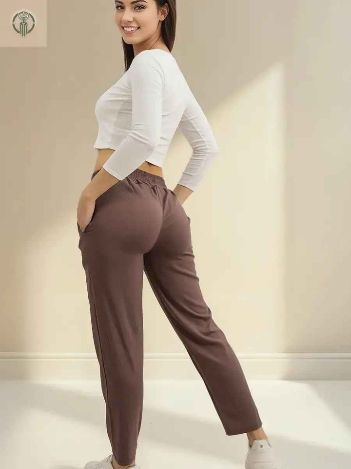 Pantalón Chalis Mujer Café - Tela Ligera y Caída Fluida