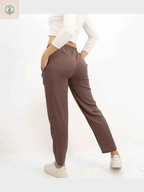 Pantalón Chalis Mujer Café Tela Ligera Caída Fluida