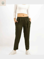 Pantalón Chalis Mujer Verde Militar Tela Ligera