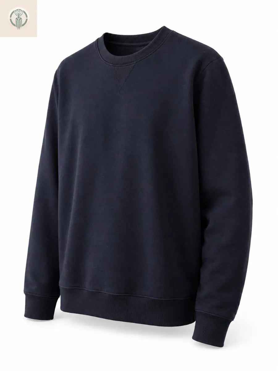 Polera Hombre Azul Marino Algodón Franela Cuello Redondo