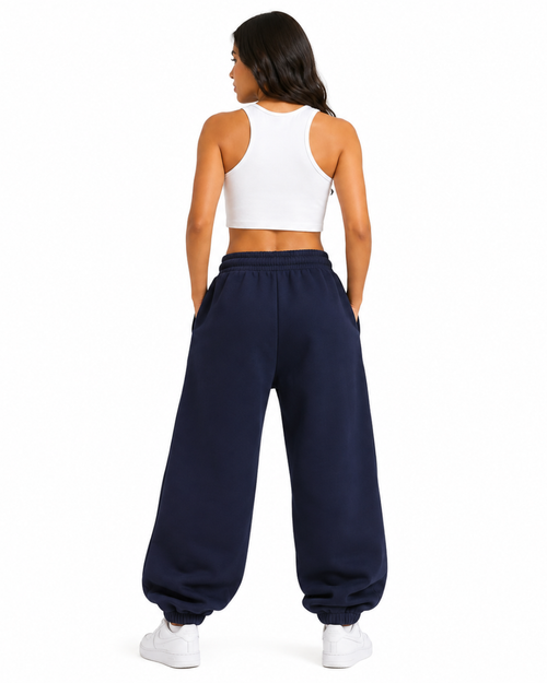 Jogger  Oversized Mujer Azul Navy Franela Deli