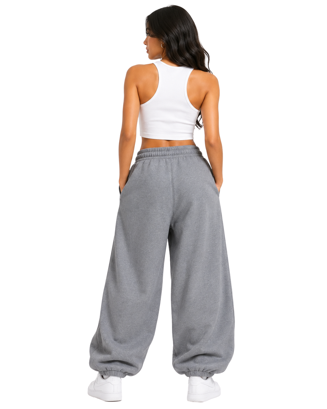 Jogger Oversized Mujer Gris Melange Franela Deli