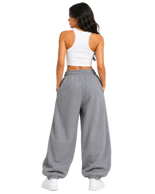Jogger Oversized Mujer Gris Melange Franela Deli