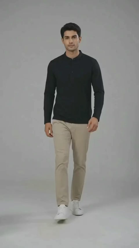 Polo Hombre Cuello Neru Algodón Manga Larga Urbano