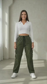 Pantalón Cargo Convertible Mujer Verde Militar - Tela Mojada | ENKI 2