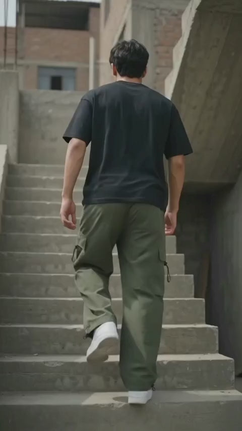 Pack x3 Pantalones Parachute Cargo Oversized de Tela Mojada