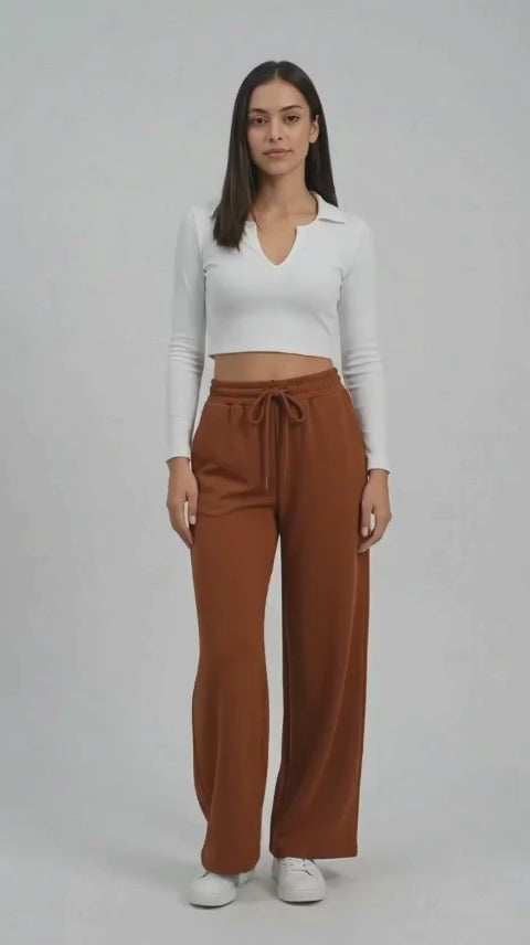 Pantalón Palazzo Mujer Franela Cintura Elástica para un Estilo Cómodo y Chic